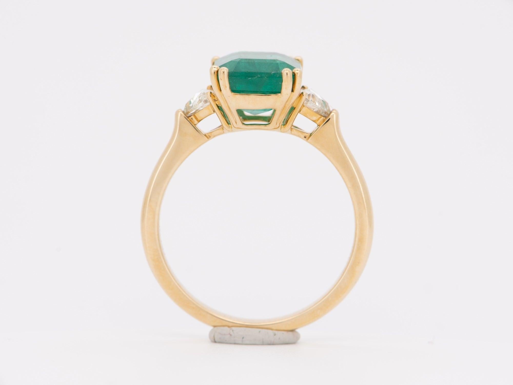 3.48ctw Emerald and Diamond 3-Stone Ring 14K Gold R6688 In New Condition For Sale In Osprey, FL