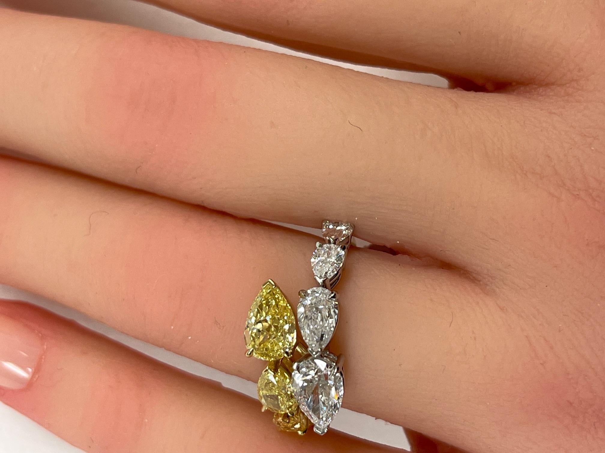3.48ctw. Fancy Intense Yellow Diamond & Diamond Ring in 18K Yellow Gold and Plat For Sale 6