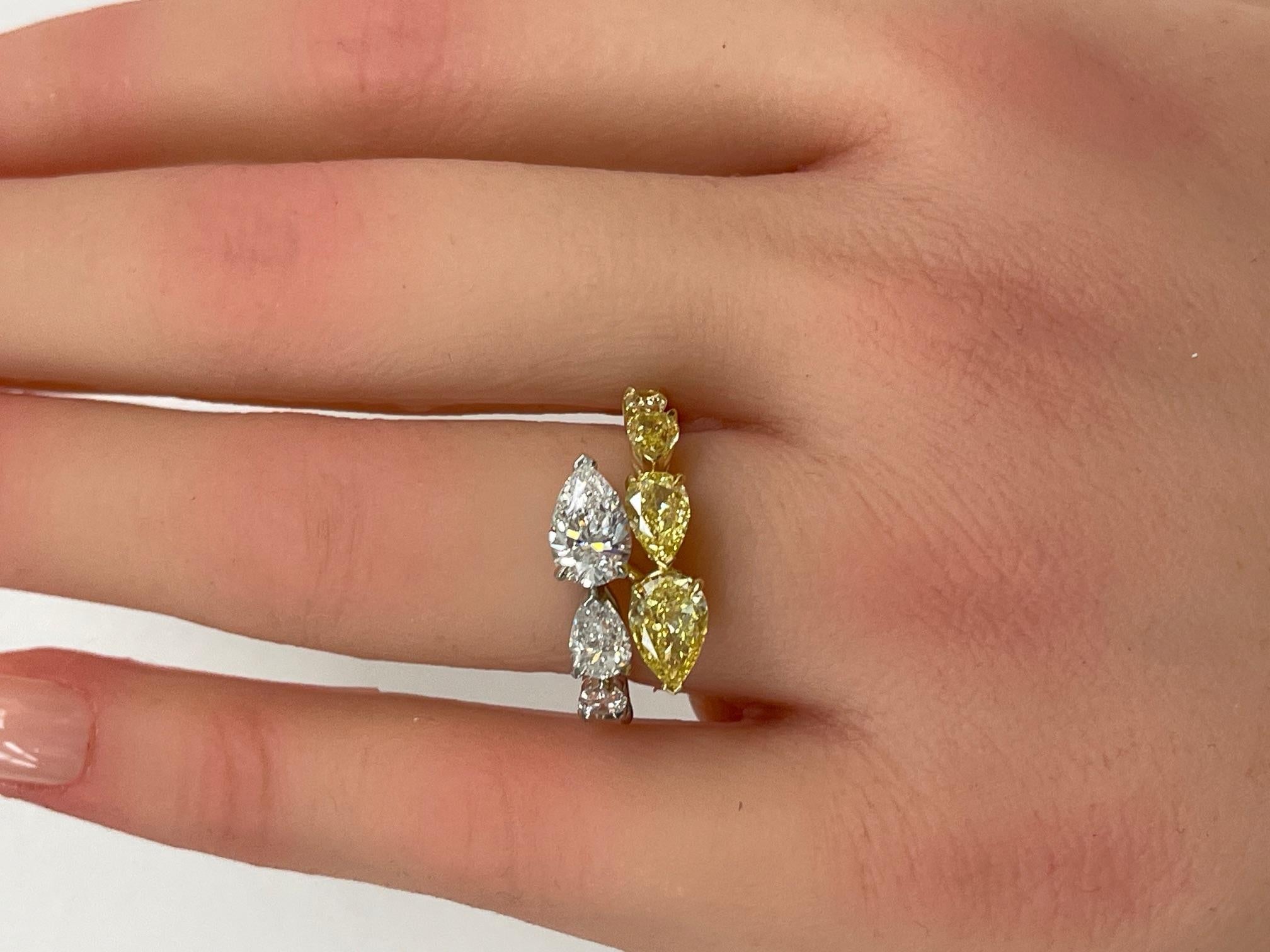 3.48ctw. Fancy Intense Yellow Diamond & Diamond Ring in 18K Yellow Gold and Plat In New Condition For Sale In San Francisco, CA
