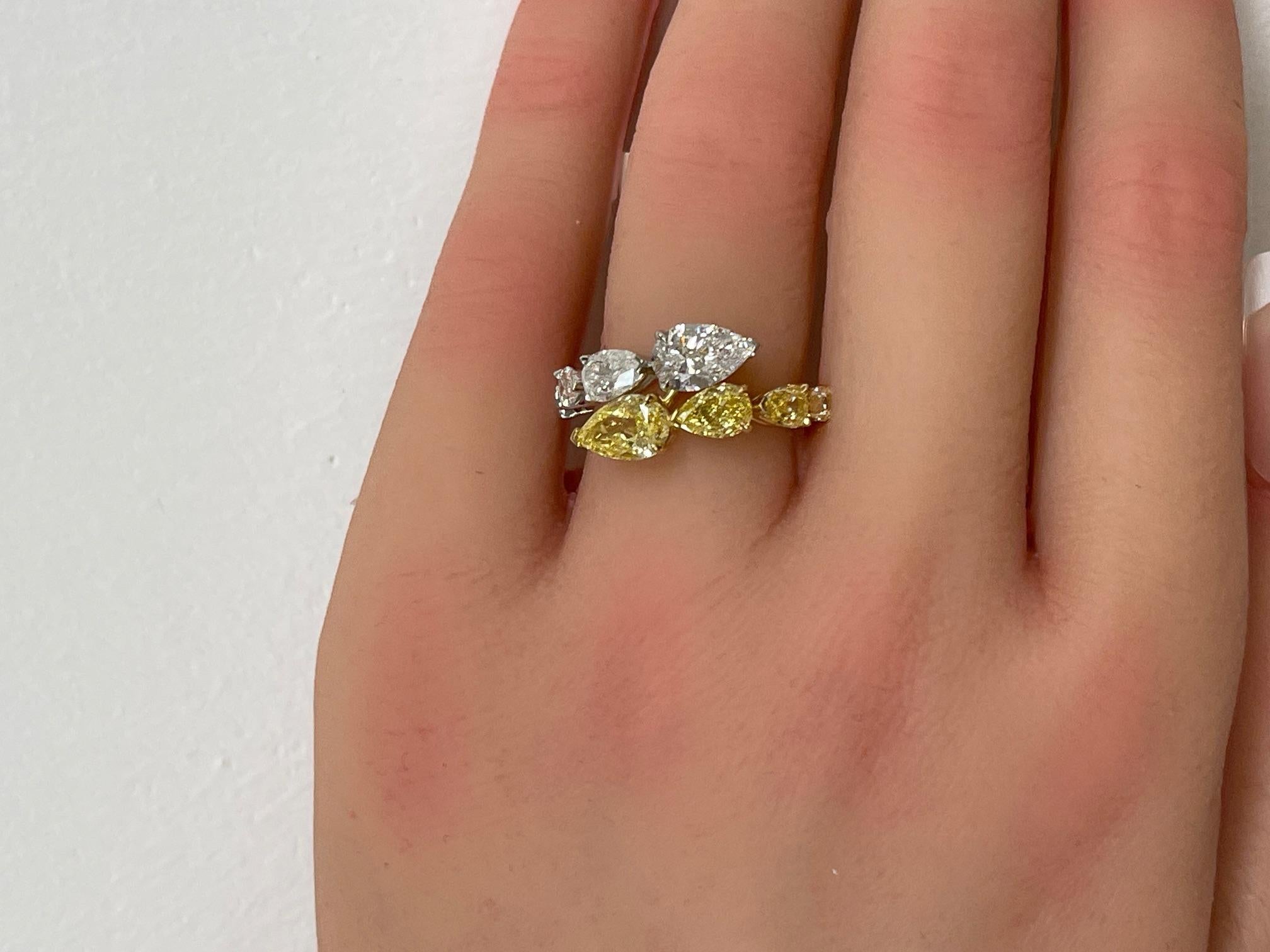 3.48ctw. Fancy Intense Yellow Diamond & Diamond Ring in 18K Yellow Gold and Plat For Sale 1