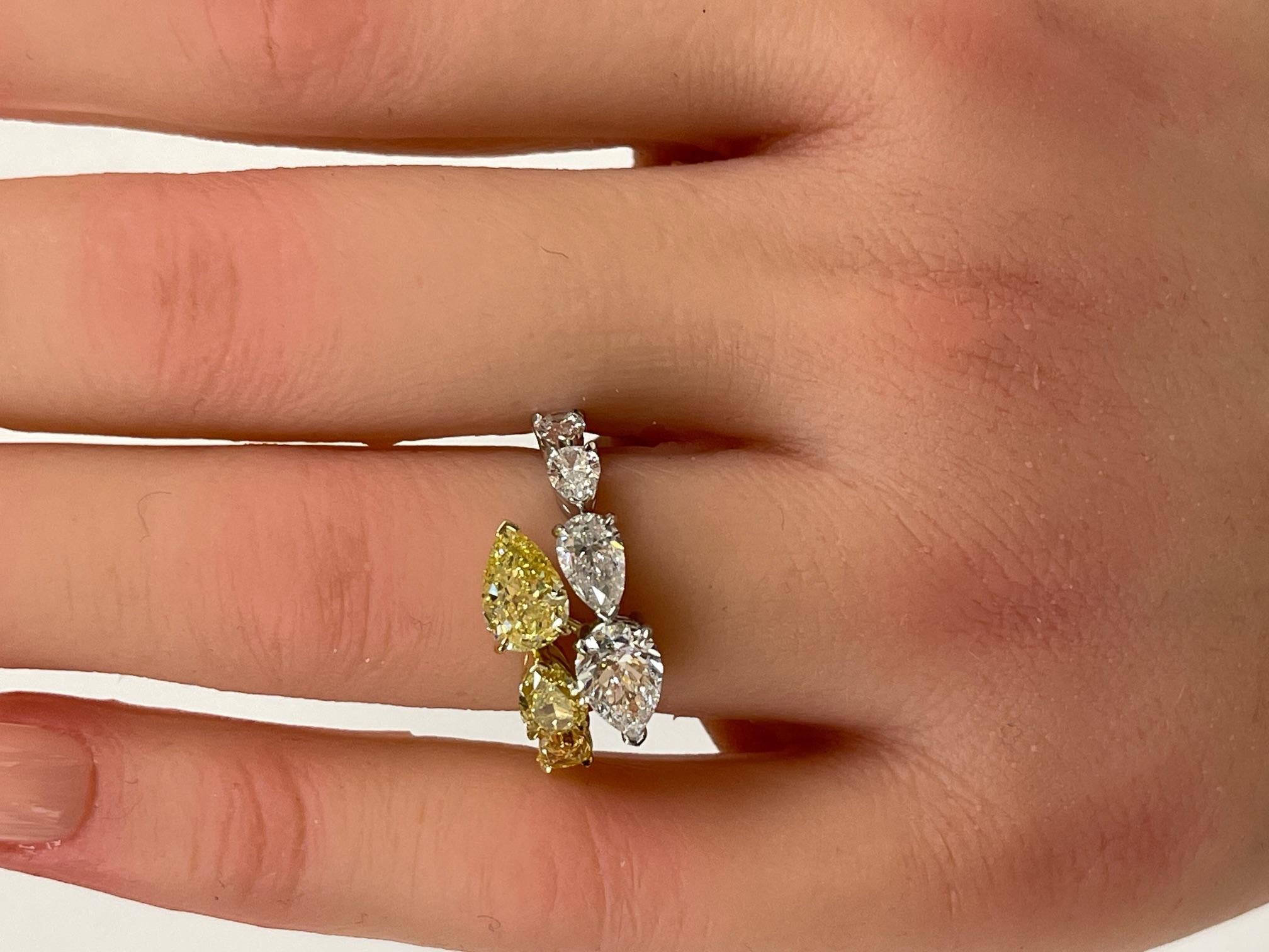 3.48ctw. Fancy Intense Yellow Diamond & Diamond Ring in 18K Yellow Gold and Plat For Sale 3