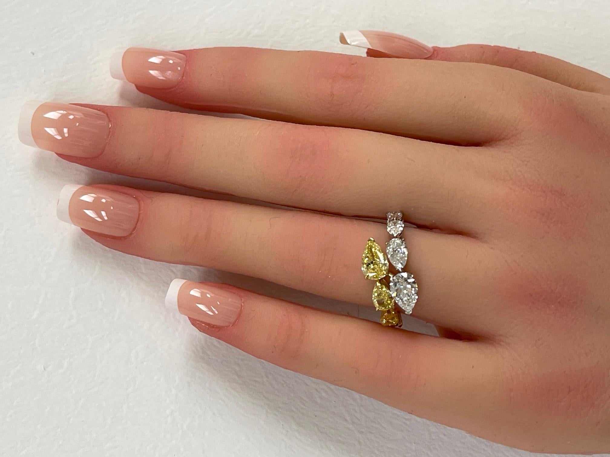 3.48ctw. Fancy Intense Yellow Diamond & Diamond Ring in 18K Yellow Gold and Plat For Sale 4