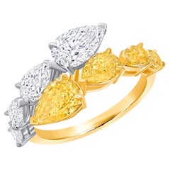 3.48ctw. Fancy Intense Yellow Diamond & Diamond Ring in 18K Yellow Gold and Plat