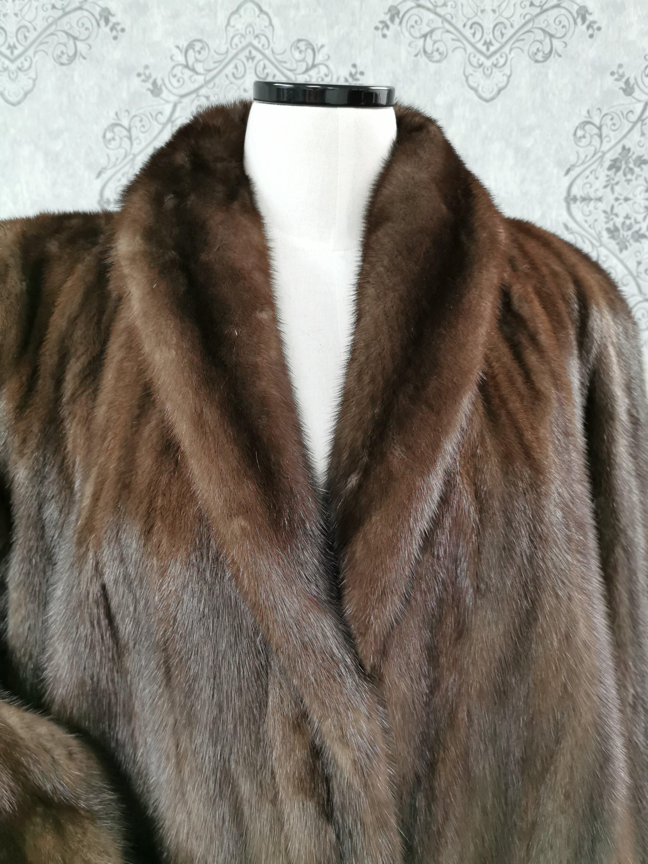 Black Donna Karan New York for Birger Christensen Demi-Buff Mink Fur Coat (Size 12) For Sale