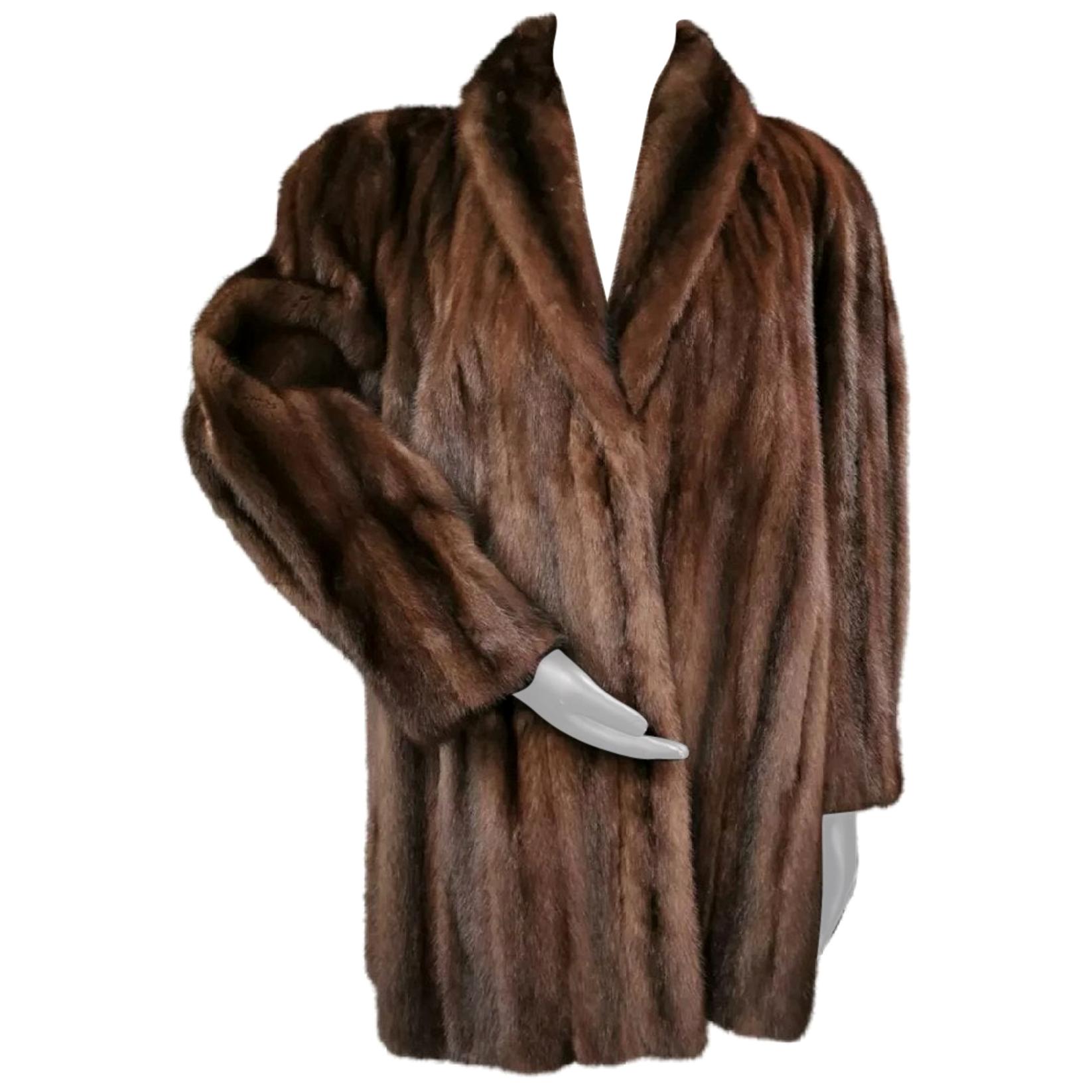 Donna Karan New York for Birger Christensen Demi-Buff Mink Fur Coat (Size 12) For Sale