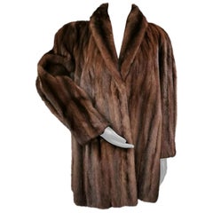 Used Donna Karan New York for Birger Christensen Demi-Buff Mink Fur Coat (Size 12)