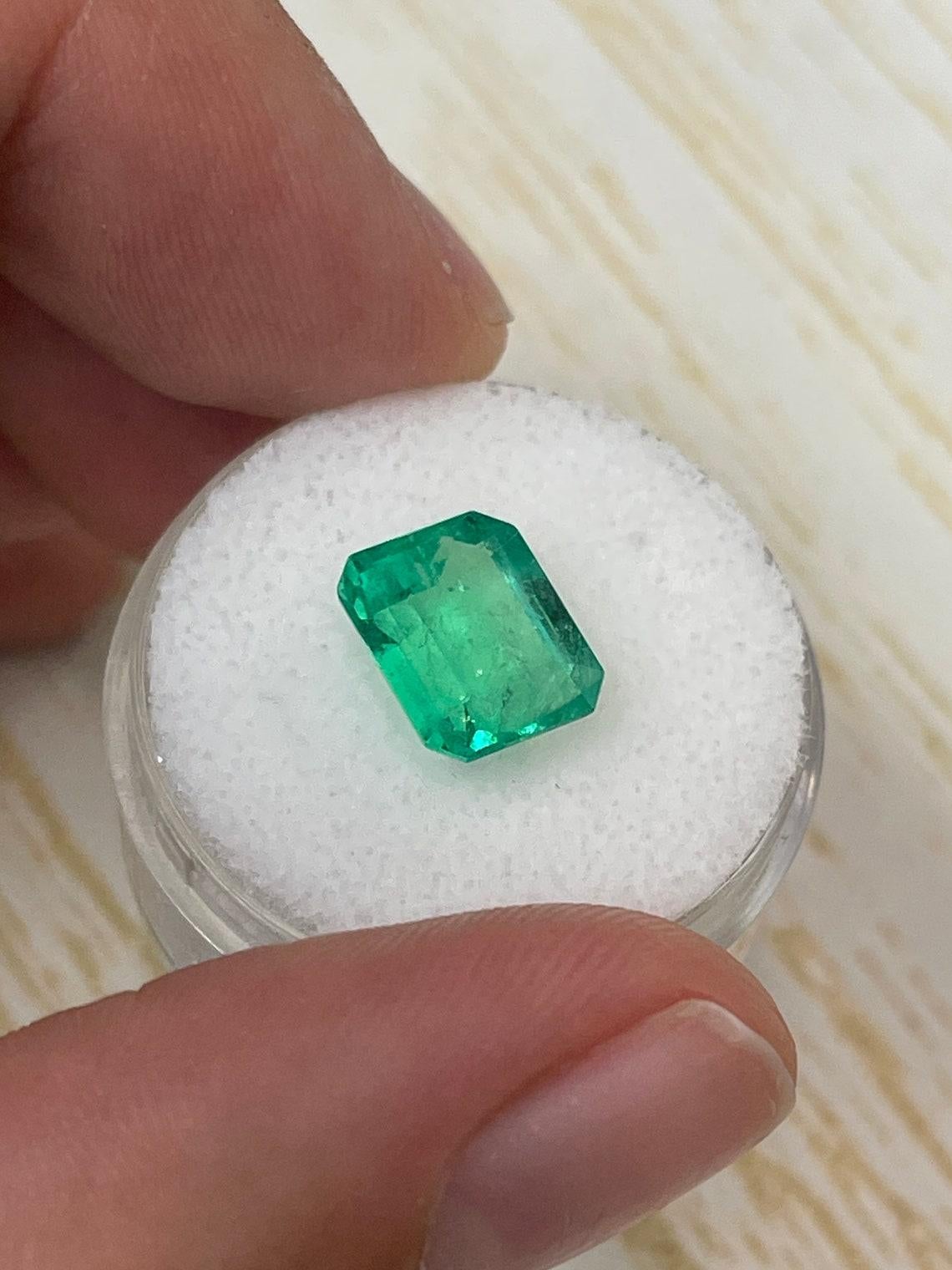3.49 Carat 10x8.5 Classic Colombian Emerald - Emerald Cut May Birthstone Gem For Sale 1