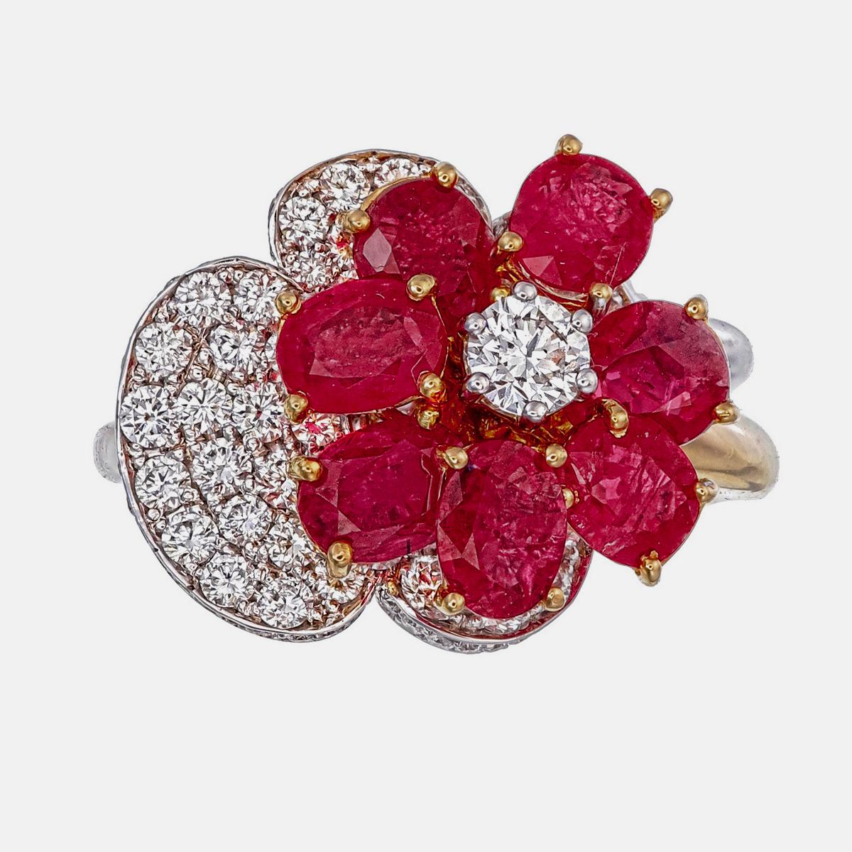 3,49 Karat Burma Rubin No Heat und Diamant-Ring in 18 Karat Weißgold (Moderne) im Angebot