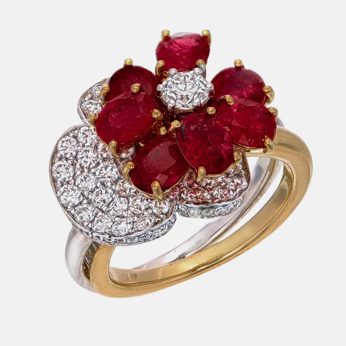 3,49 Karat Burma Rubin No Heat und Diamant-Ring in 18 Karat Weißgold (Rundschliff) im Angebot