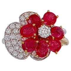 3,49 Karat Burma Rubin No Heat und Diamant-Ring in 18 Karat Weißgold