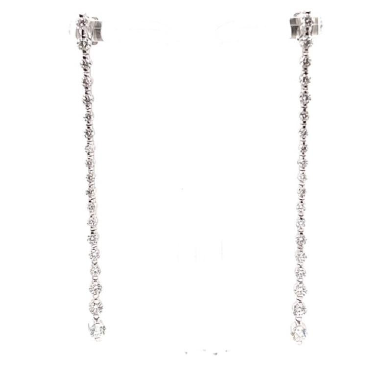 Round Cut 3.49 Carat Natural Diamond White Gold Cocktail Earrings