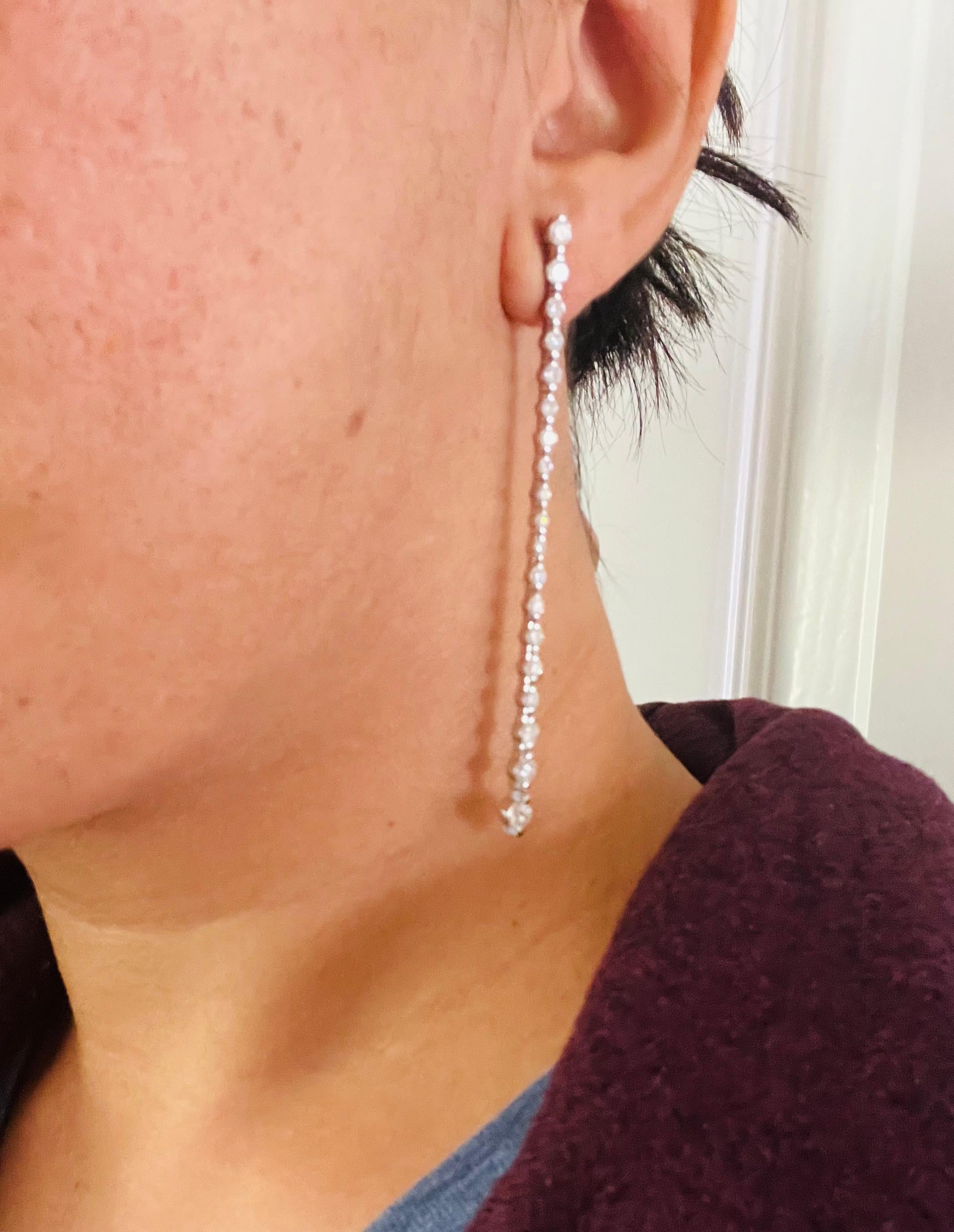 3.49 Carat Natural Diamond White Gold Cocktail Earrings In New Condition In Los Angeles, CA