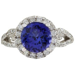 Natural Tanzanite 14 Karat White Gold Diamond Ring