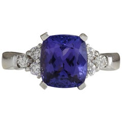 tanzanite carat weight Natural Tanzanite 14 Karat White Gold Diamond Ring