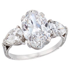 3.49 Carat Oval Statement Type IIa Brilliant White / D color FL/IF 18K Gold