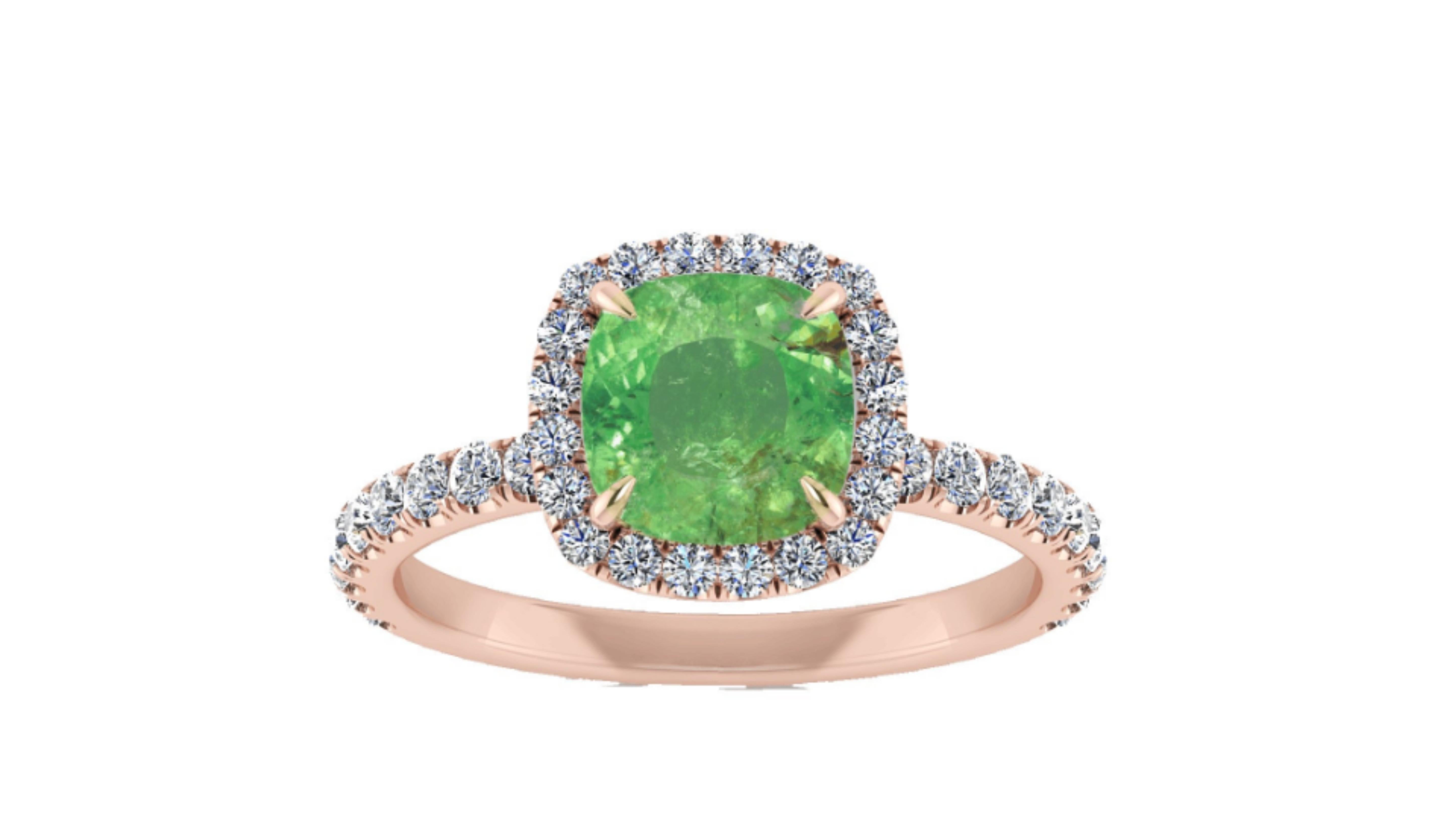 

This Green Pariba Tourmaline with 43 White Diamonds  0.85 Ct and you can chose from White Yellow Rose Gold 18k


The story of this neon-bright tourmaline’s discovery is as intriguing as the stone itself. Hidden for many years beneath hills in the