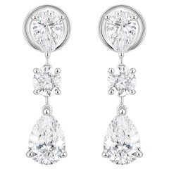 3.49 Carat Multi-Shape Diamond Drop Earrings in 18K White Gold