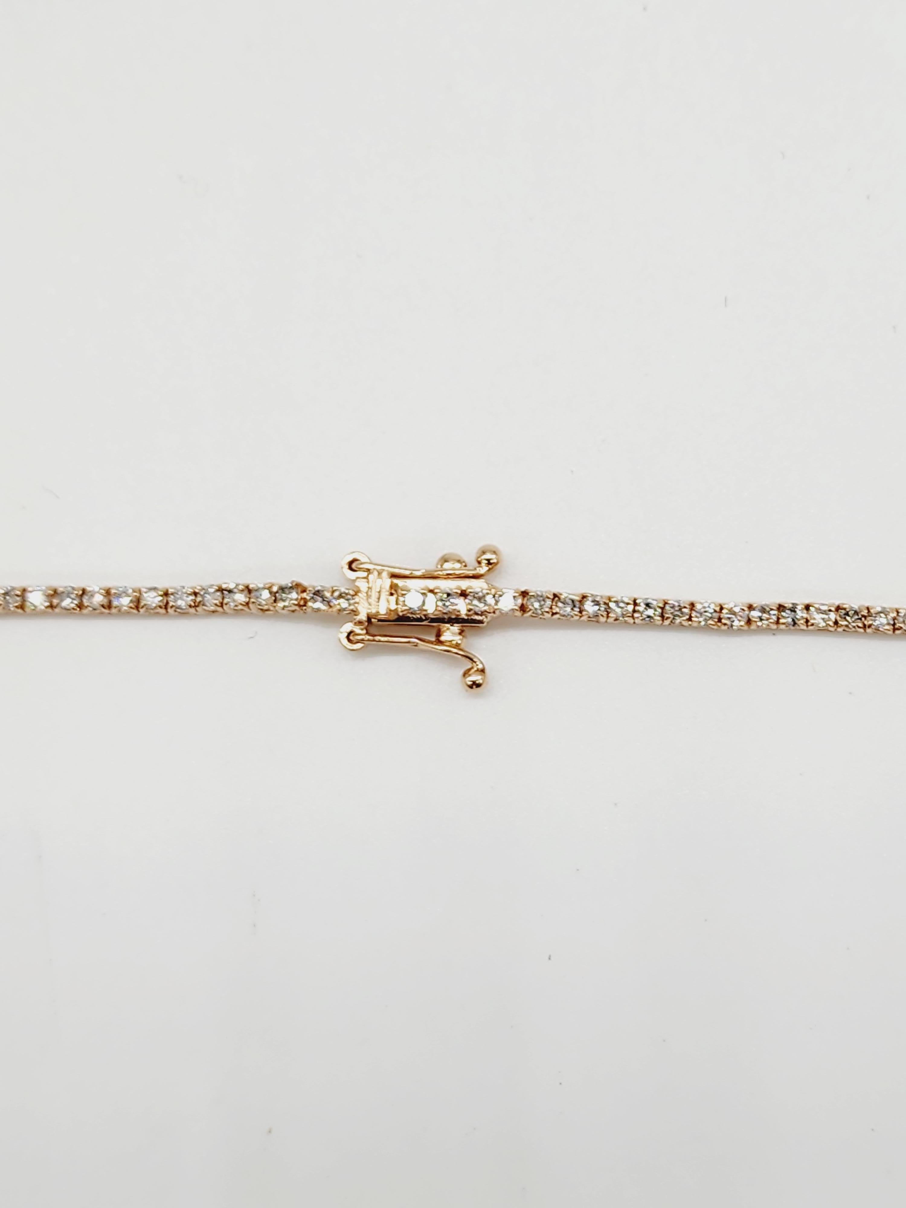 3,49 Karat runder Diamant-Tennis-Halskette aus 14 Karat Roségold mit Brillantschliff im Zustand „Neu“ im Angebot in Great Neck, NY