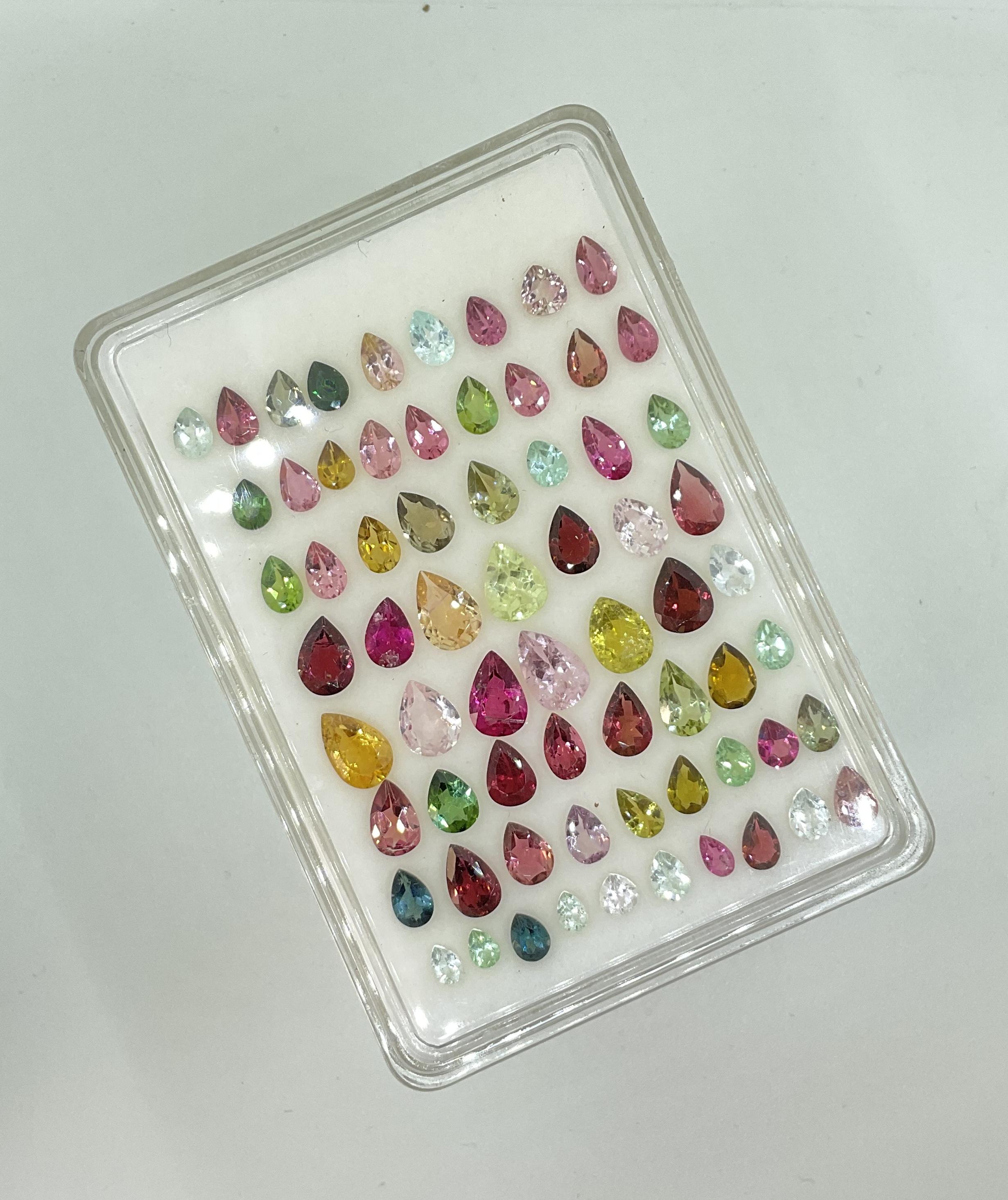 34.90 Carats Multiple Colors Tourmaline Pear Cut Stone Natural Fine Gemstones For Sale 1