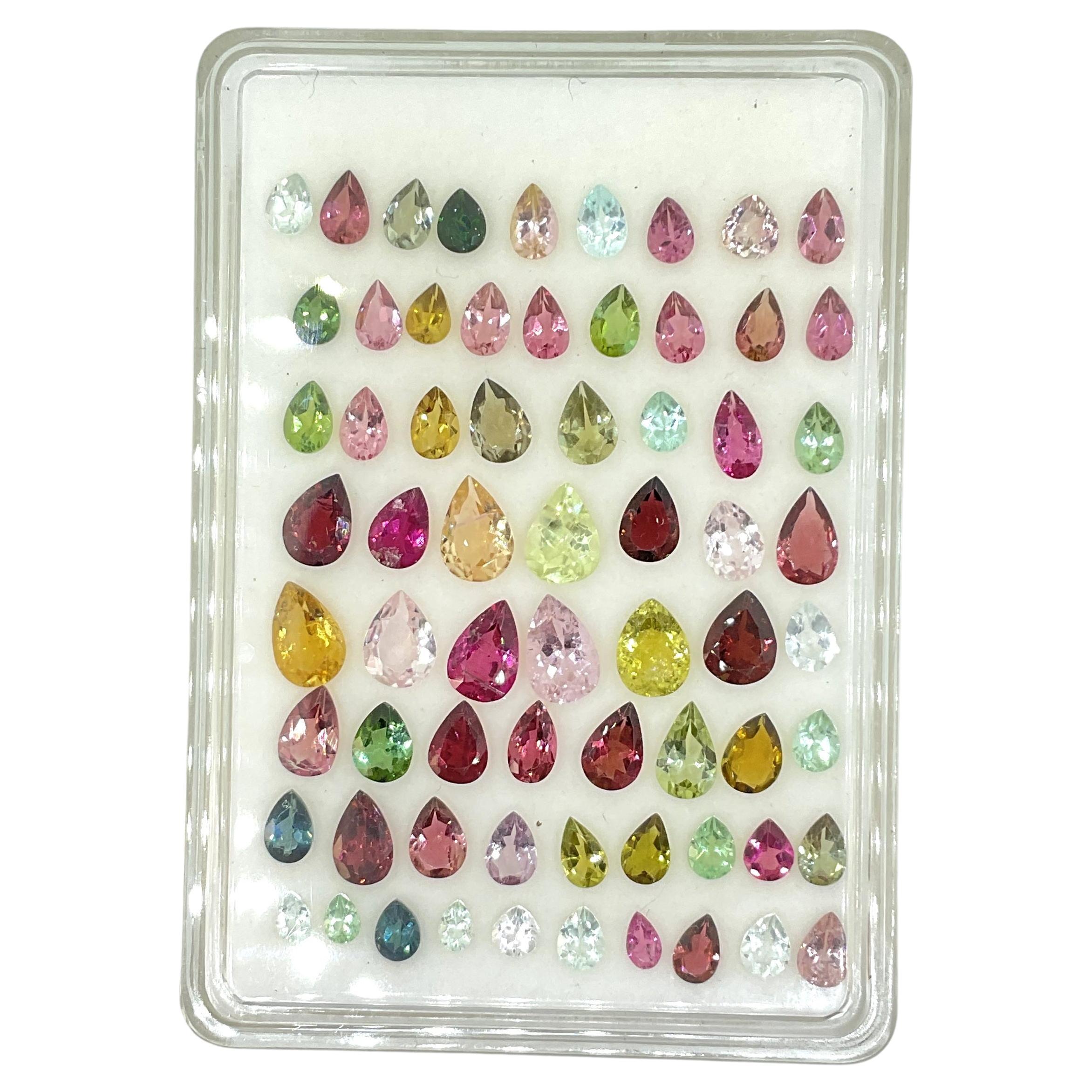 34.90 Carats Multiple Colors Tourmaline Pear Cut Stone Natural Fine Gemstones For Sale