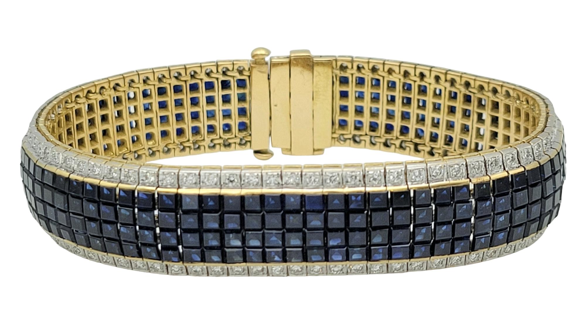 Wrap your wrist in sheer luxury with this stunning sapphire and diamond bracelet. This spectacular piece combines the sparkle of diamonds and the rich hue of natural sapphires for an elegant, luxurious look that will not go unnoticed. 

This