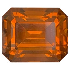 34.95 Carat Natural Loose Orange Fire Citrine Emerald Cut Brazilian Gemstone