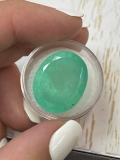 34,96 Carati 22x18 Verde Terrestre Ovale Smeraldo Colombiano Gemma Sciolta