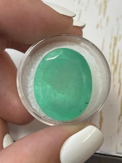 34,96 Carati 22x18 Verde Terrestre Ovale Smeraldo Colombiano Gemma Sciolta