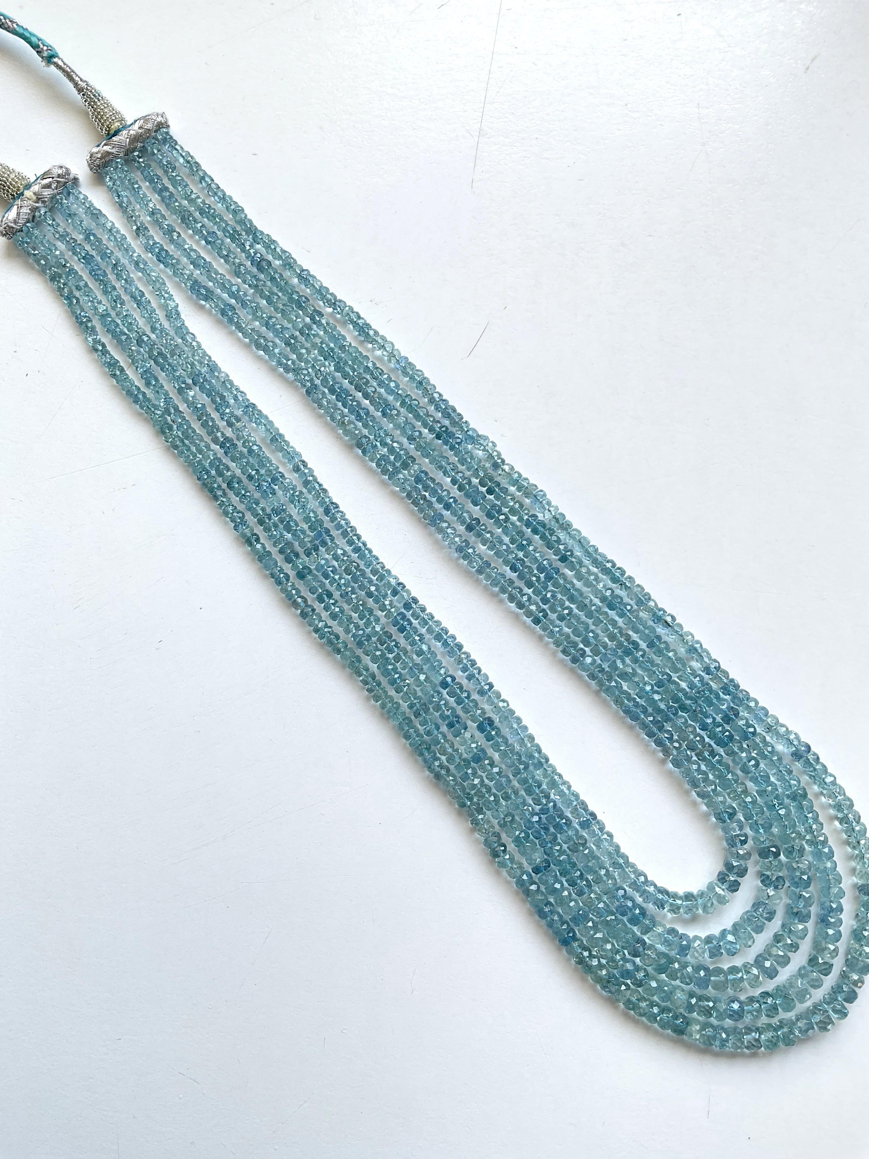 349.75 carats Aquamarine Beaded Necklace 5 Strand Faceted Beads good Quality Gem

gemstone - Aquamarine 
weight - 349.75 carats
size - 3 To 6 mm
quantity - 5 Strand
Length : 21 Inch.