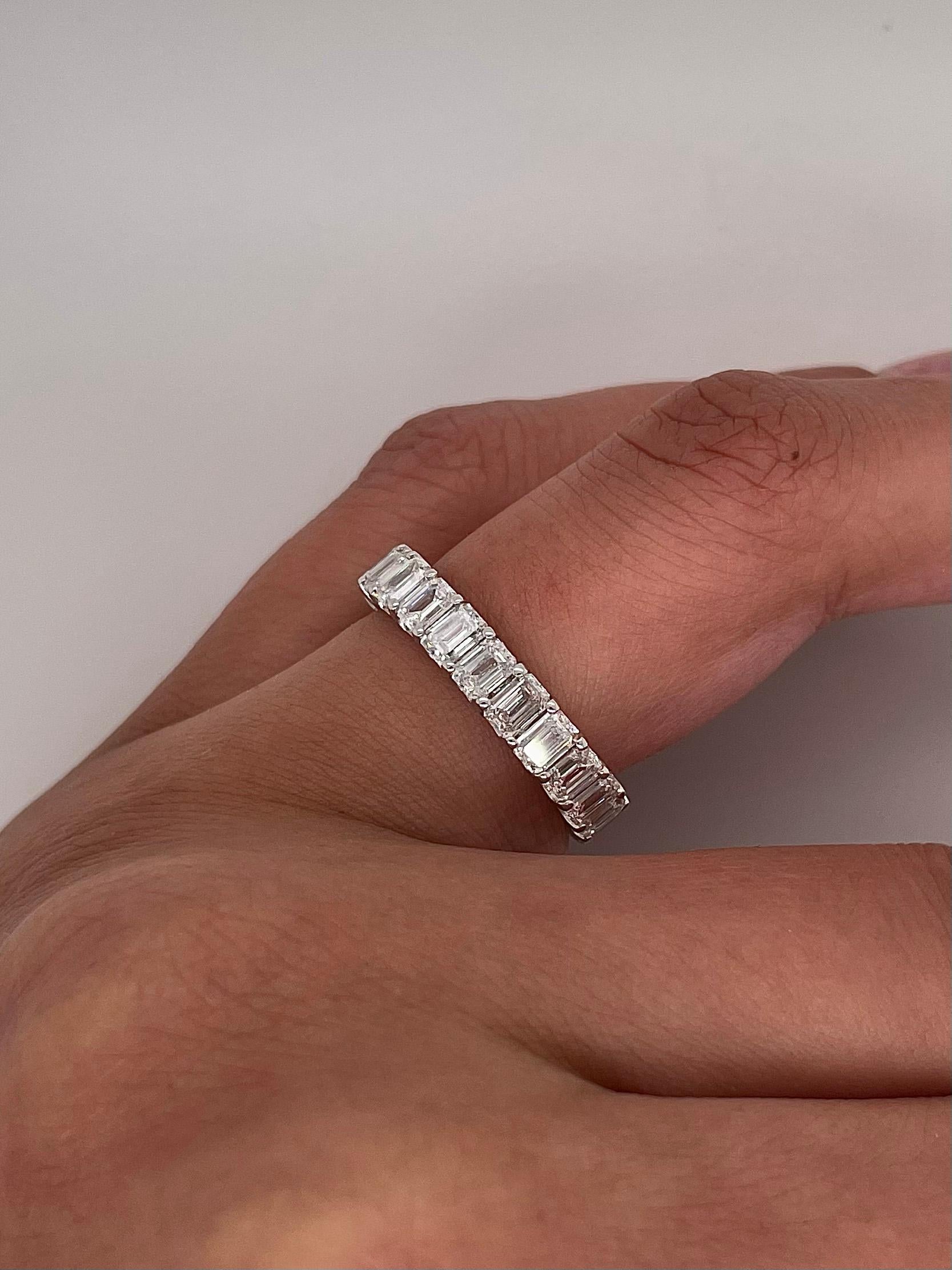 3.49 Total Carat Shared Prong Diamond Eternity Band in Platinum In New Condition For Sale In New York, NY