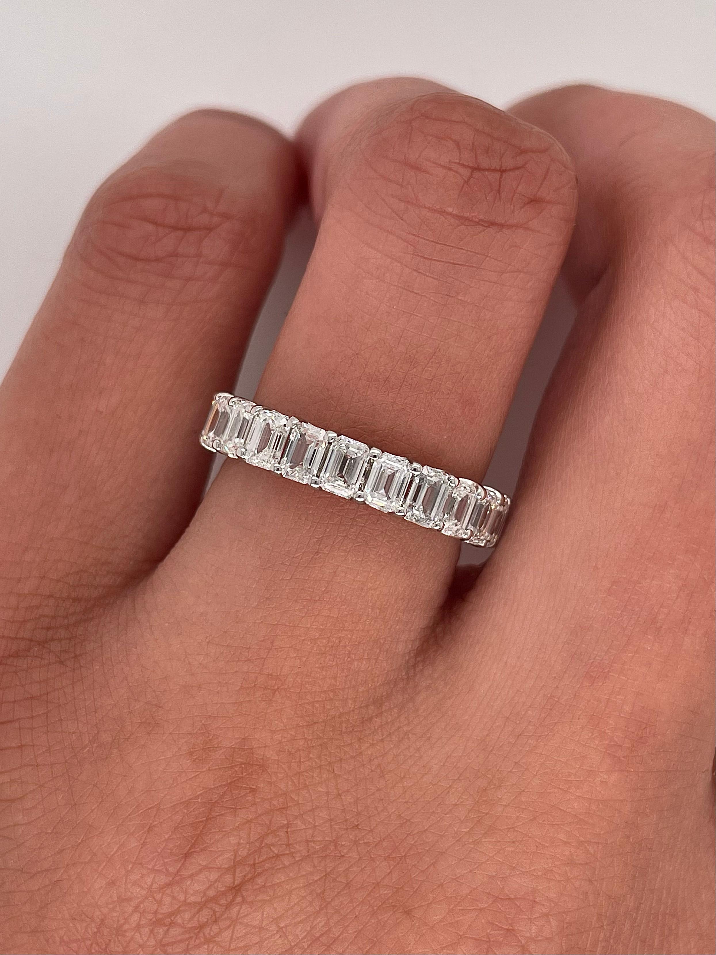 Women's 3.49 Total Carat Shared Prong Diamond Eternity Band in Platinum For Sale