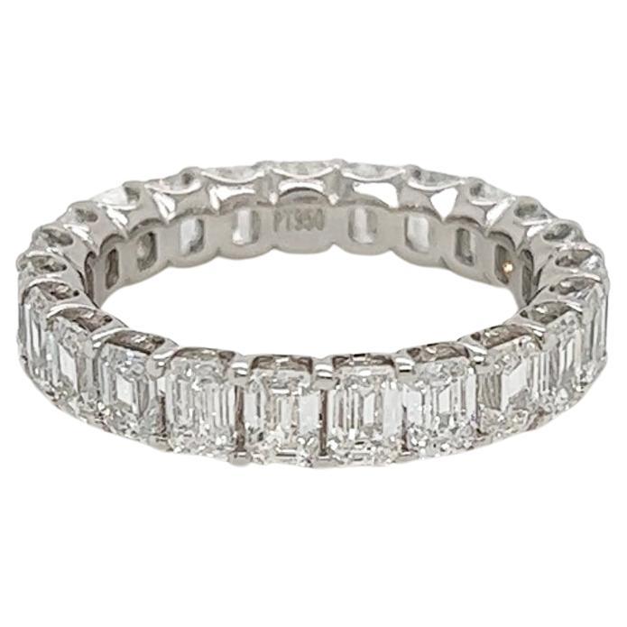 3.49 Total Carat Shared Prong Diamond Eternity Band in Platinum For Sale