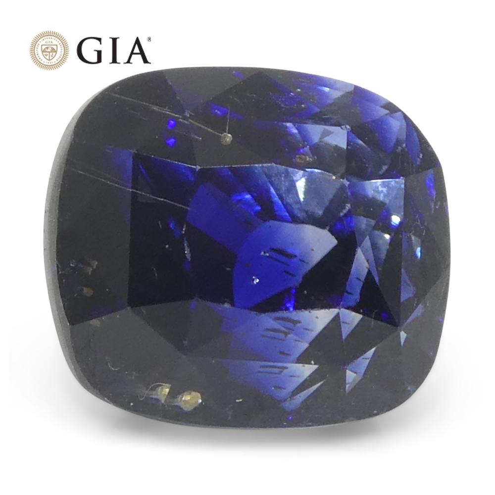 3.49ct Cushion Blue Sapphire GIA Certified Madagascar Unheated 3