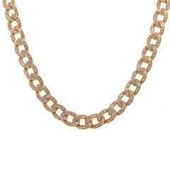 3.49ct Diamond Cuban Link Necklace 18k Yellow Gold