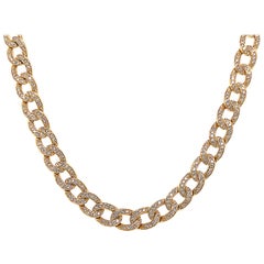 3.49ct Diamond Cuban Link Necklace 18k Yellow Gold