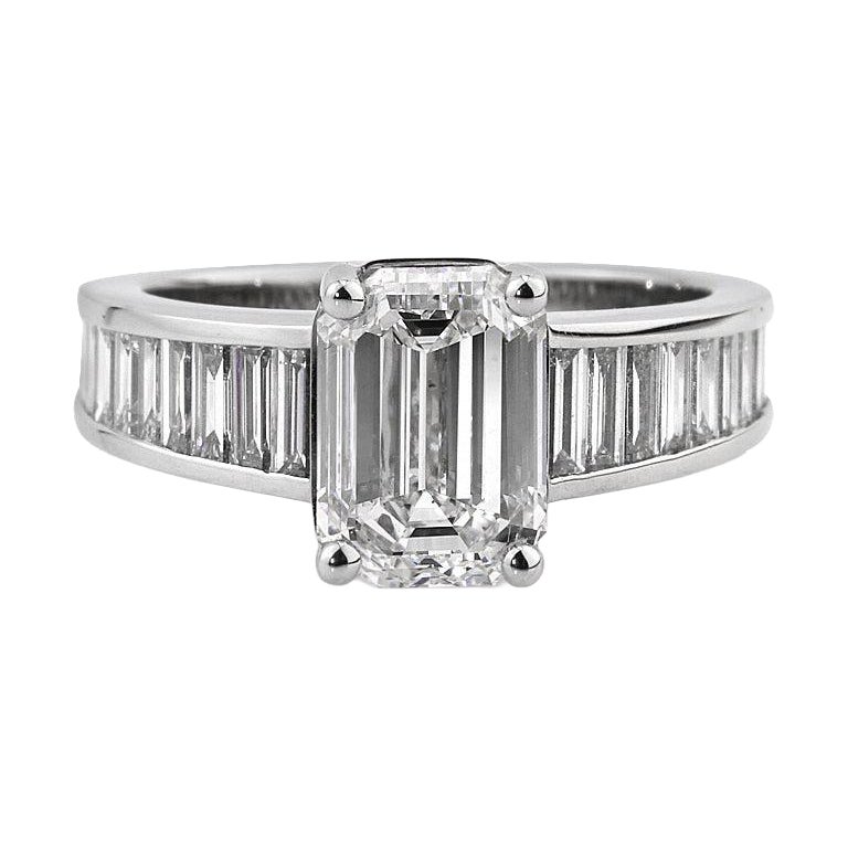 3.49ct Emerald Cut Lab Grown Diamond Engagement Ring For Sale