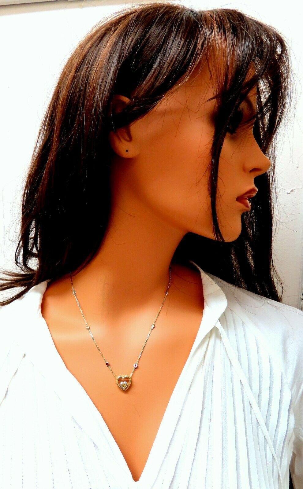 .34 Carat Natural Fancy Color Heart Diamond Necklace 14 Karat For Sale 2
