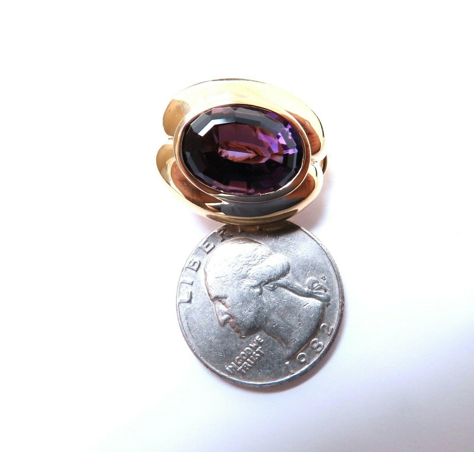 34ct Natural Oval Purple Amethyst Clip Earrings 14kt In New Condition For Sale In New York, NY