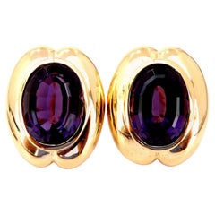34ct Natural Oval Purple Amethyst Clip Earrings 14kt*