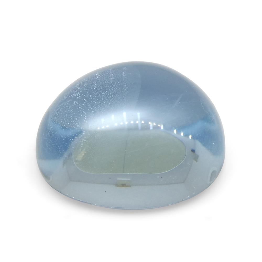 Women's or Men's 3.4ct Oval Cabochon Blue Aquamarine from Brazil For Sale