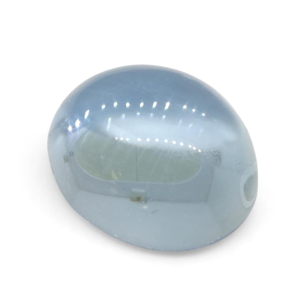3.4ct Oval Cabochon Blue Aquamarine from Brazil For Sale 1