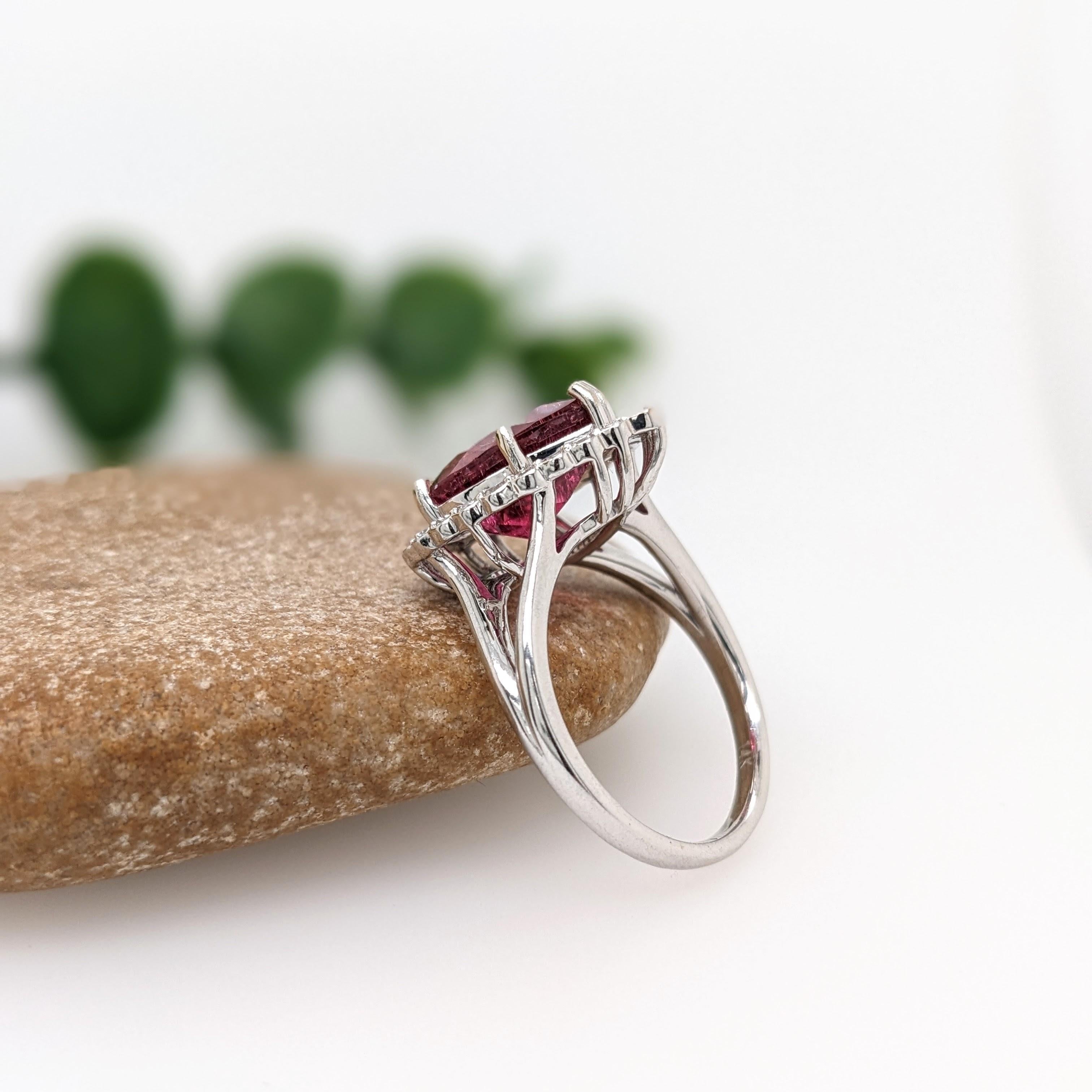 3.4ct Rubellite Tourmaline Ring w Earth Mined Diamonds in Solid 14K Gold PR 11x9 For Sale 1