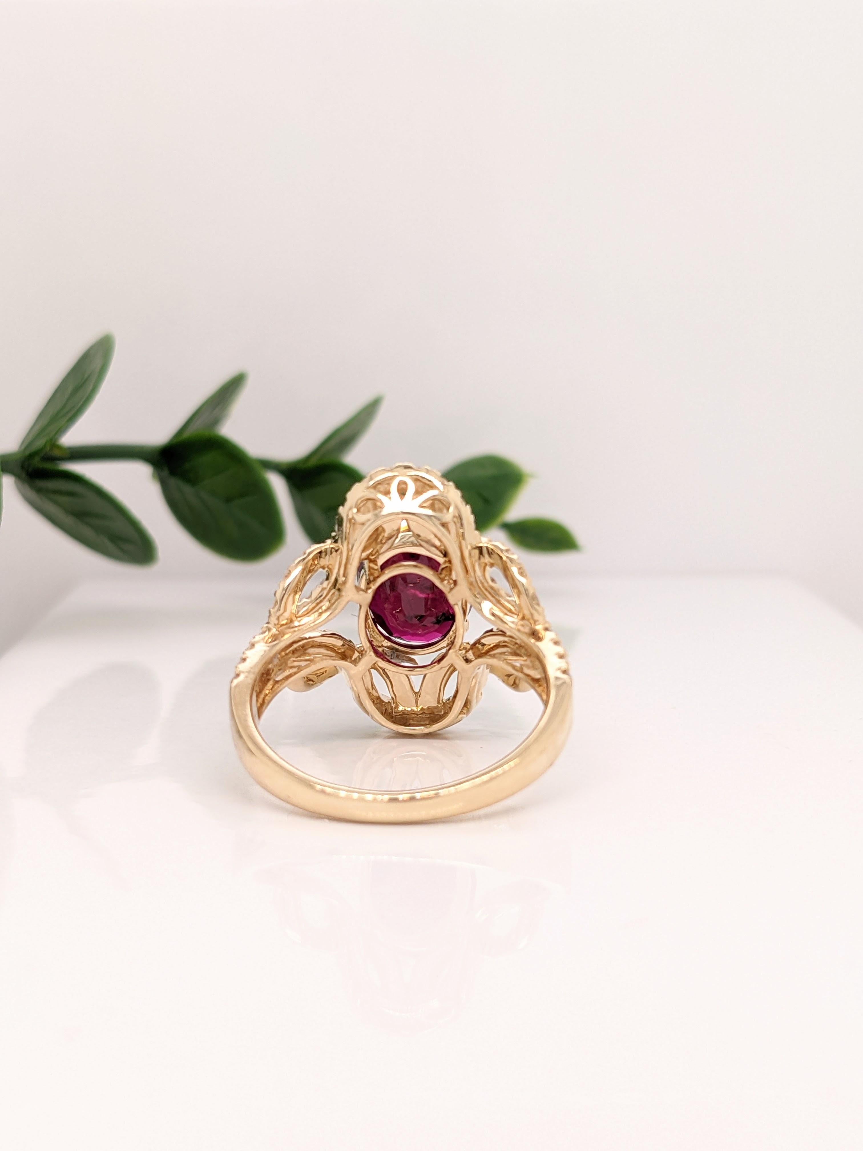 Oval Cut 3.4ct Ruby Ring w Infinity Twist Diamond Halo in 14K Solid Gold Oval 9.5x6.5mm For Sale