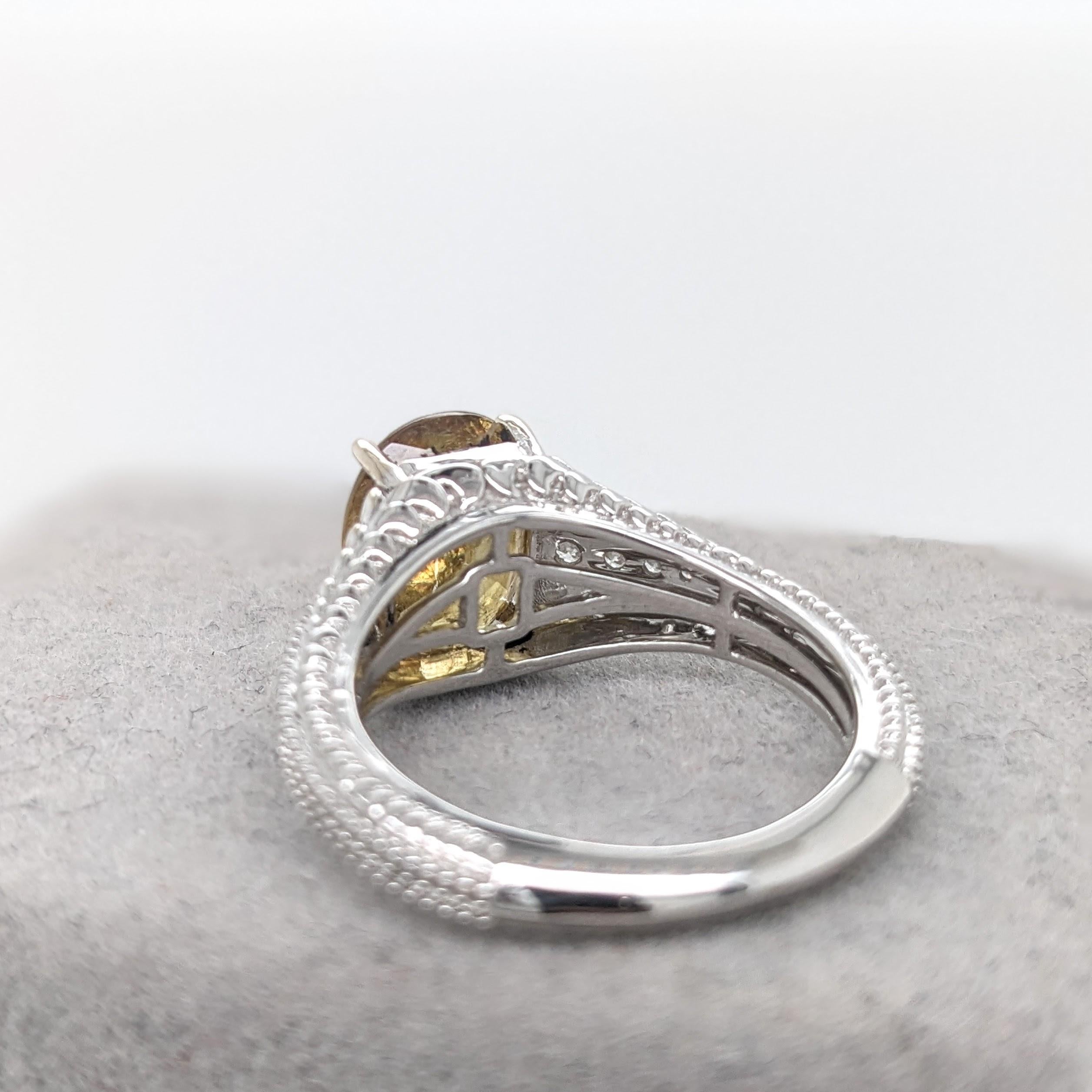 3.4ct Sphene Ring w Earth Mined Diamonds in Solid 14K White Gold Oval 10.4x8mm 2