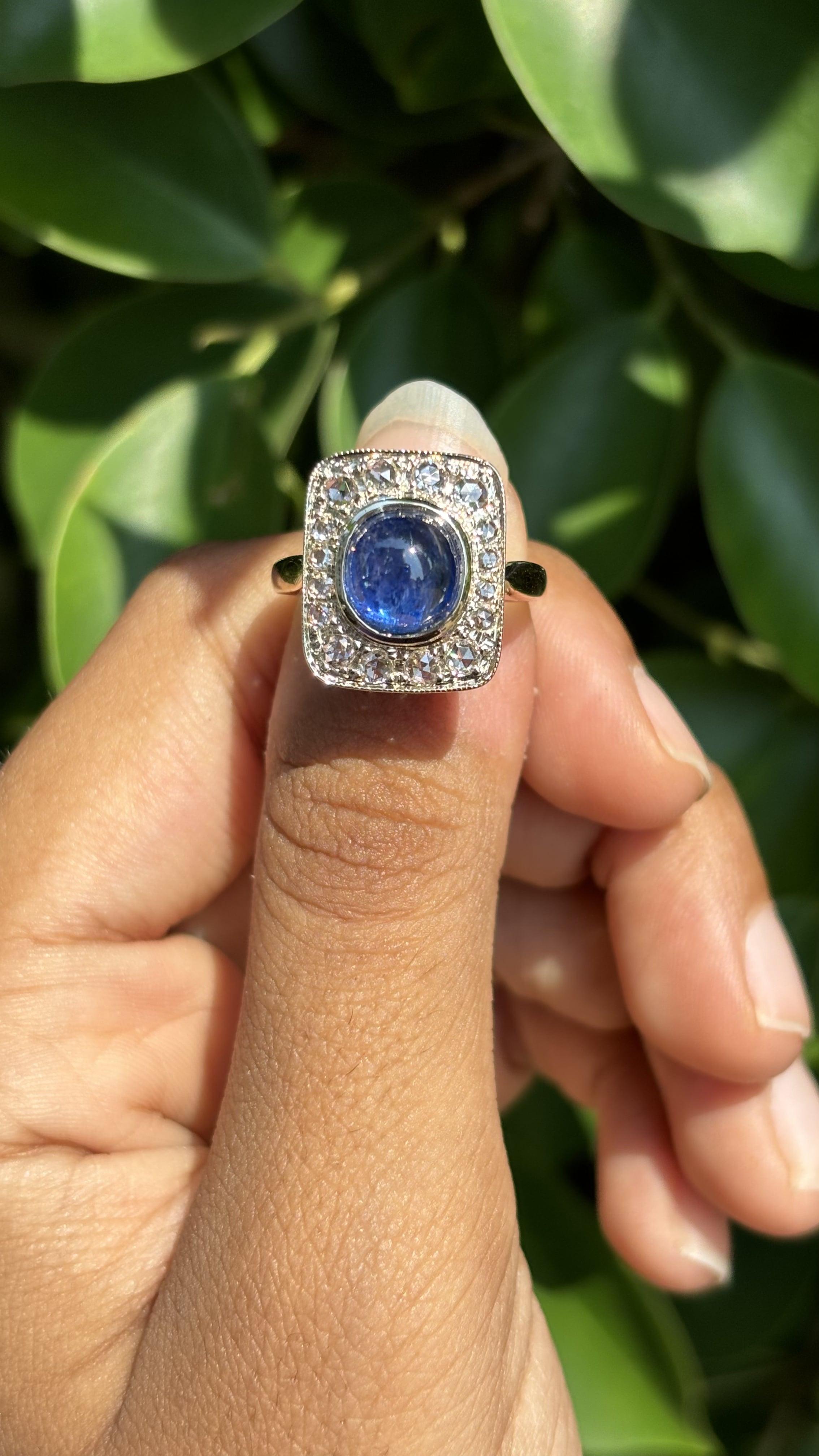 Introducing the graceful Art Deco Inspired Sapphire Ring, a true masterpiece designed to fascinate and enthrall a sapphire lover. This enchanting piece is handcrafted to embody the elegance of bygone eras, making it an ideal statement ring for those
