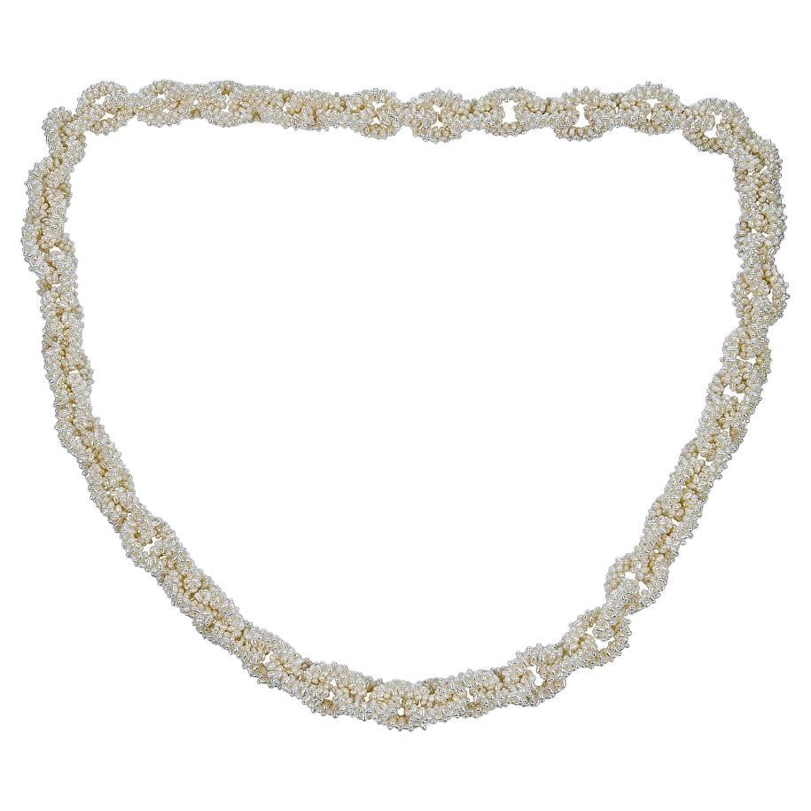 34in Chain Link Necklace Made of 10, 000 Seed Pearls For Sale