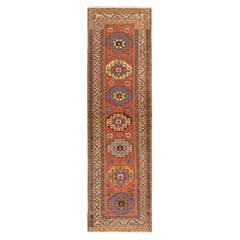 3'4"x11'2" Red Antique Caucasian Kazak Even Wear Hand Knotted Wool Runner Rug