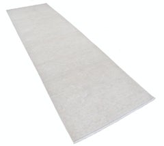 3.4x11.4 ft Handmade Runner Rug. Soft-Toned Hallway, Corridor and Entryway Rug