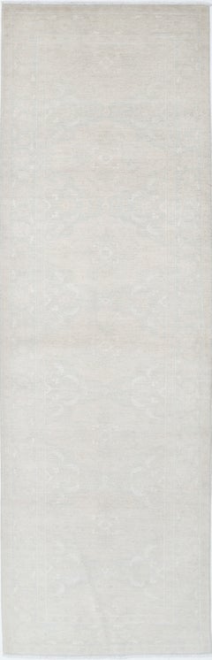 3.4x11.4 ft Handmade Runner Rug. Soft-Toned Hallway, Corridor and Entryway Rug