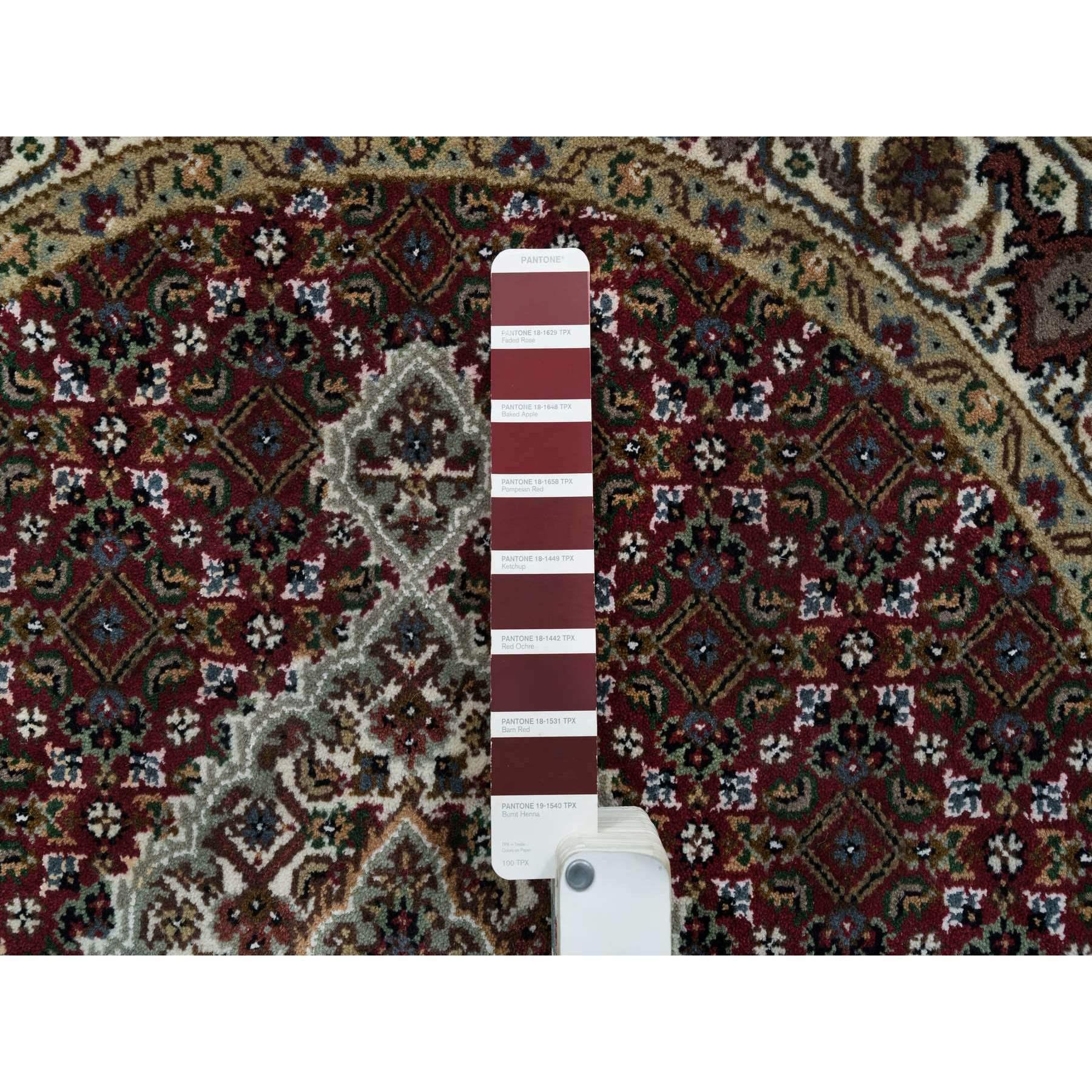 Indiano Tappeto rotondo Tebraz Mahi Design 175 KPSI in lana annodata a mano 3'4 